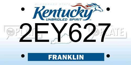 2EY627 Kentucky License Plate