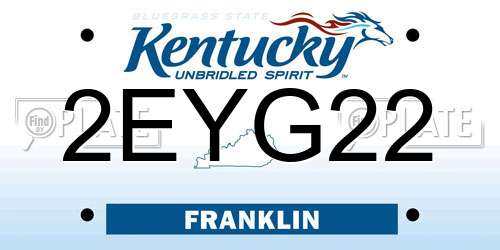 2EYG22 Kentucky License Plate
