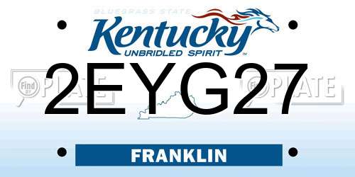 2EYG27 Kentucky License Plate
