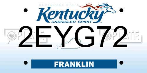 2EYG72 Kentucky License Plate