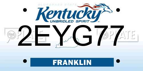2EYG77 Kentucky License Plate