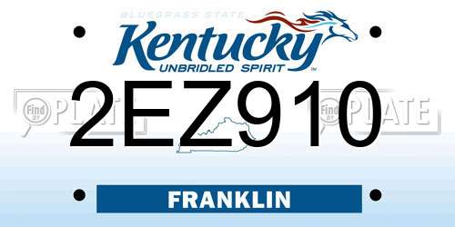 2EZ910 Kentucky License Plate