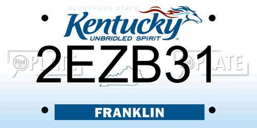 2EZB31 Kentucky License Plate