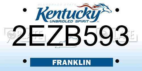 2EZB593 Kentucky License Plate