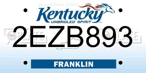2EZB893 Kentucky License Plate