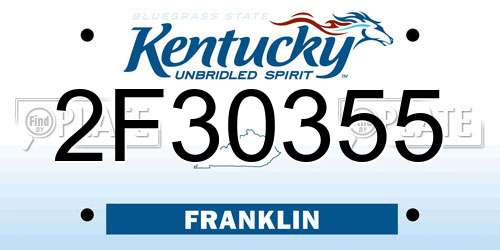 2F30355 Kentucky License Plate