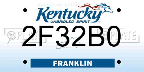 2F32B0 Kentucky License Plate