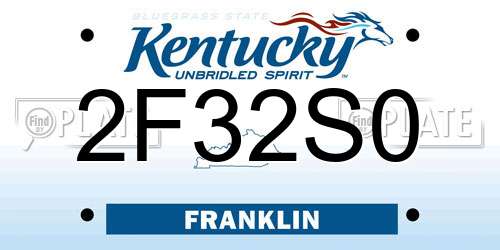 2F32S0 Kentucky License Plate