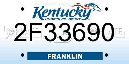2F33690 Kentucky License Plate