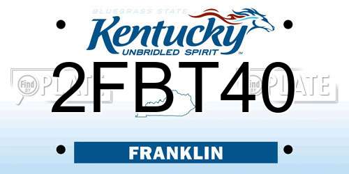 2FBT40 Kentucky License Plate