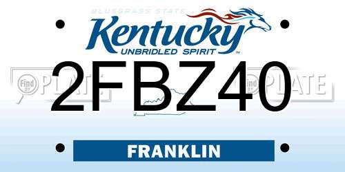 2FBZ40 Kentucky License Plate