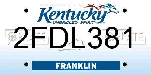 2FDL381 Kentucky License Plate