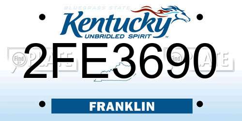 2FE3690 Kentucky License Plate