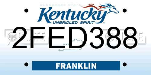 2FED388 Kentucky License Plate