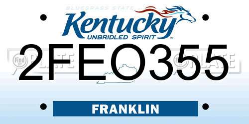 2FEO355 Kentucky License Plate
