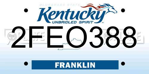 2FEO388 Kentucky License Plate