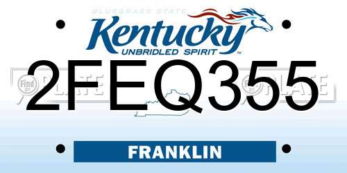2FEQ355 Kentucky License Plate