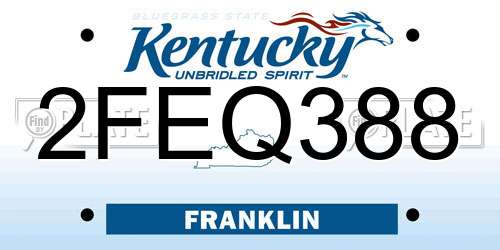 2FEQ388 Kentucky License Plate