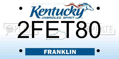 2FET80 Kentucky License Plate