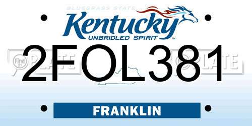 2FOL381 Kentucky License Plate