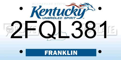2FQL381 Kentucky License Plate