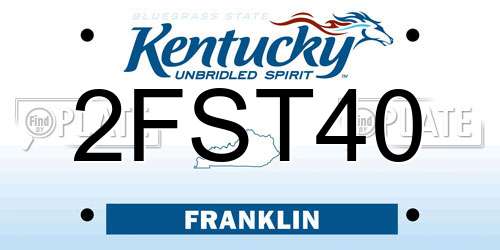 2FST40 Kentucky License Plate