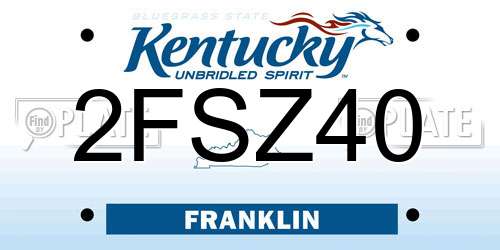 2FSZ40 Kentucky License Plate