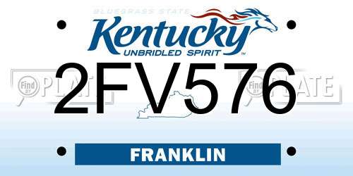 2FV576 Kentucky License Plate