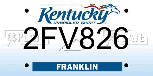 2FV826 Kentucky License Plate