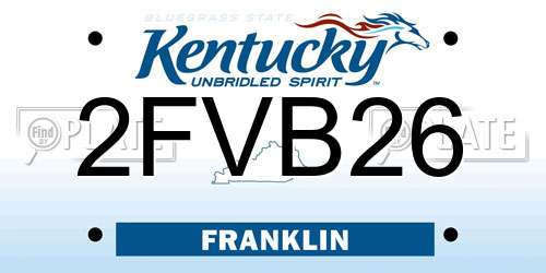 2FVB26 Kentucky License Plate