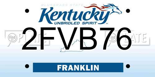 2FVB76 Kentucky License Plate