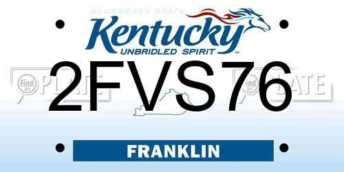 2FVS76 Kentucky License Plate