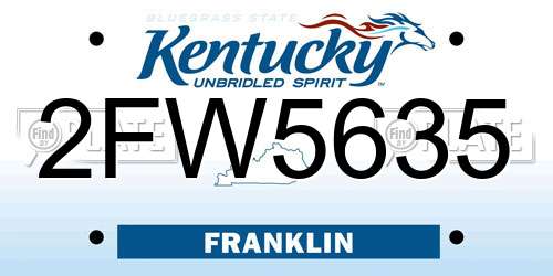 2FW5635 Kentucky License Plate