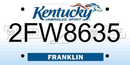 2FW8635 Kentucky License Plate