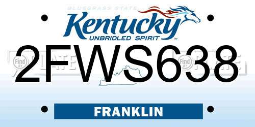 2FWS638 Kentucky License Plate