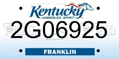 2G06925 Kentucky License Plate