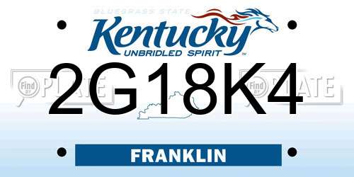2G18K4 Kentucky License Plate