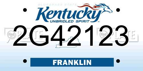 2G42123 Kentucky License Plate