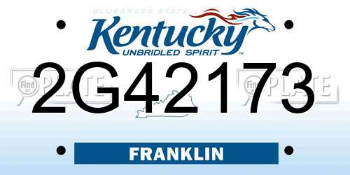 2G42173 Kentucky License Plate