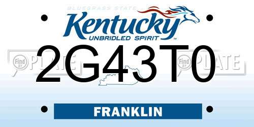 2G43T0 Kentucky License Plate