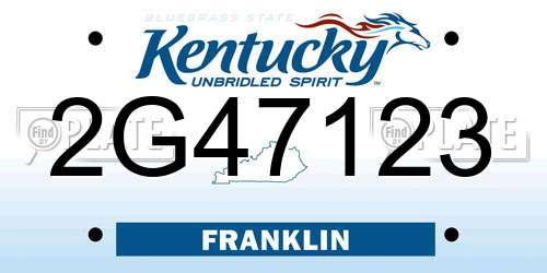 2G47123 Kentucky License Plate