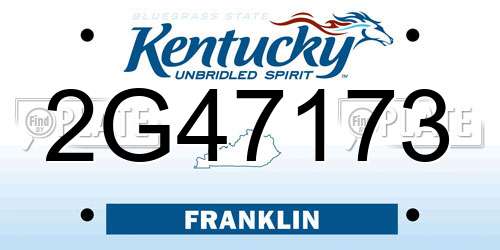 2G47173 Kentucky License Plate
