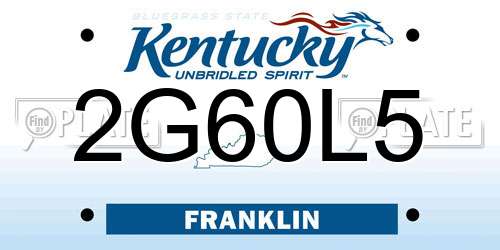 2G60L5 Kentucky License Plate