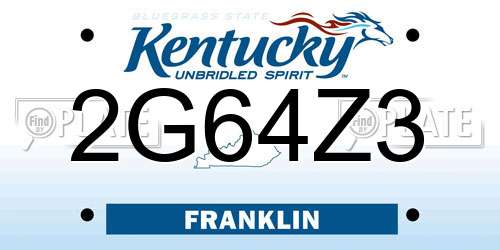 2G64Z3 Kentucky License Plate