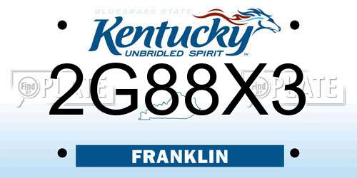 2G88X3 Kentucky License Plate