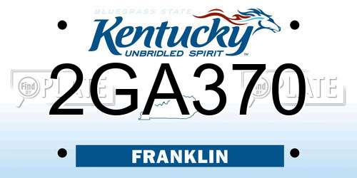 2GA370 Kentucky License Plate