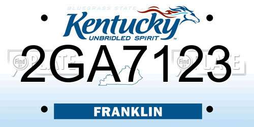 2GA7123 Kentucky License Plate