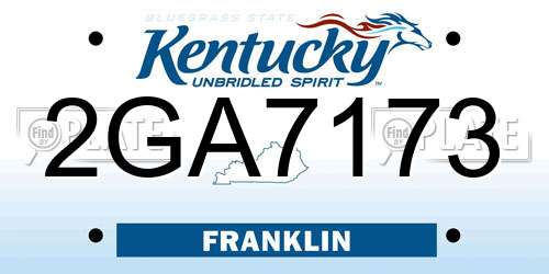 2GA7173 Kentucky License Plate