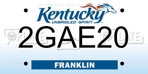 2GAE20 Kentucky License Plate