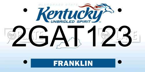 2GAT123 Kentucky License Plate